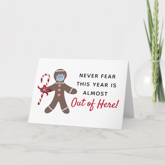 Cartão De Festividades Engraçado Rosto de Natal Covito Mascarado Pão de G (Frente)