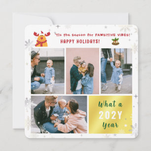 Cartão De Festividades Engraçado Rudolph 4 Fotos Colagem Felizes Feriados