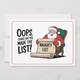 Cartão De Festividades Engraçado Santa Claus Naughty List Design de Natal