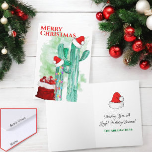 Cartão De Festividades Engraçado Sudoeste Feliz Natal Saguaro Cactus