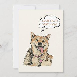 Cartão De Festividades Engraçado "Tão Bobo Muito Wow" Shiba Inu Doge Meme