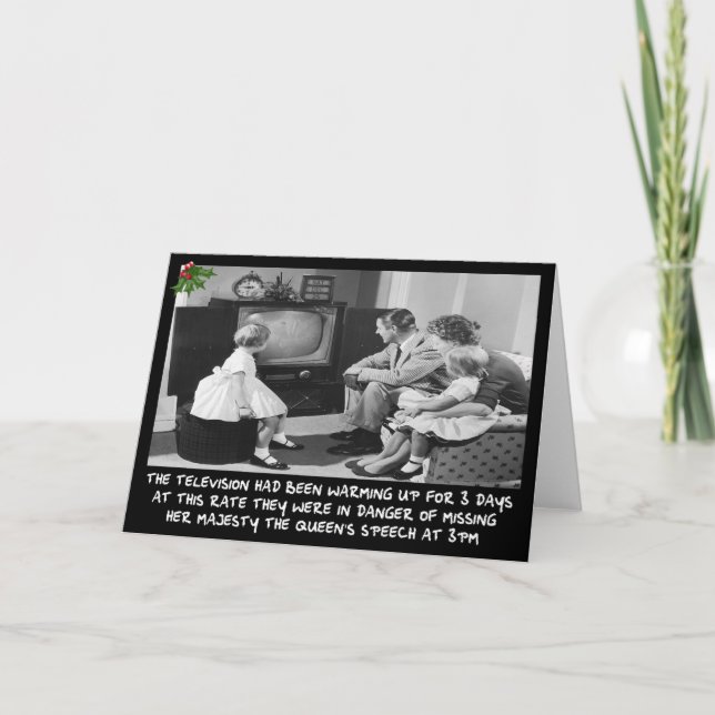 Cartão De Festividades Engraçado televisão de Natal (Frente)