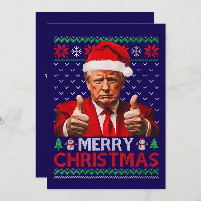 Cartão De Festividades Engraçado Trump Santa Chapéu Feliz Natal Dão Feio (Frente/Verso)