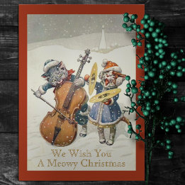 Cartão De Festividades Engraçado Vintage Caroling Christmas Cats Cat Pun