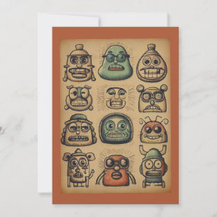 Cartão De Festividades Engraçado Vintage Escreveu Cartoon Qualquer Ocasiã