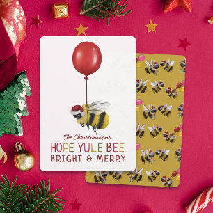 Cartão De Festividades Engraçado Yellow Bee Feliz e Bright Christmas