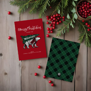 Cartão De Festividades Entrega de Urso Polar Vintage de Natal
