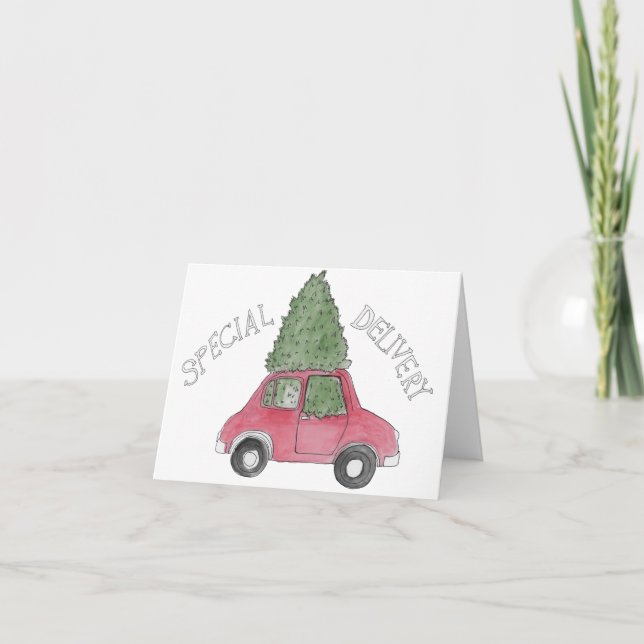Cartão De Festividades Entrega Especial - Árvore de Natal no Carro (Frente)