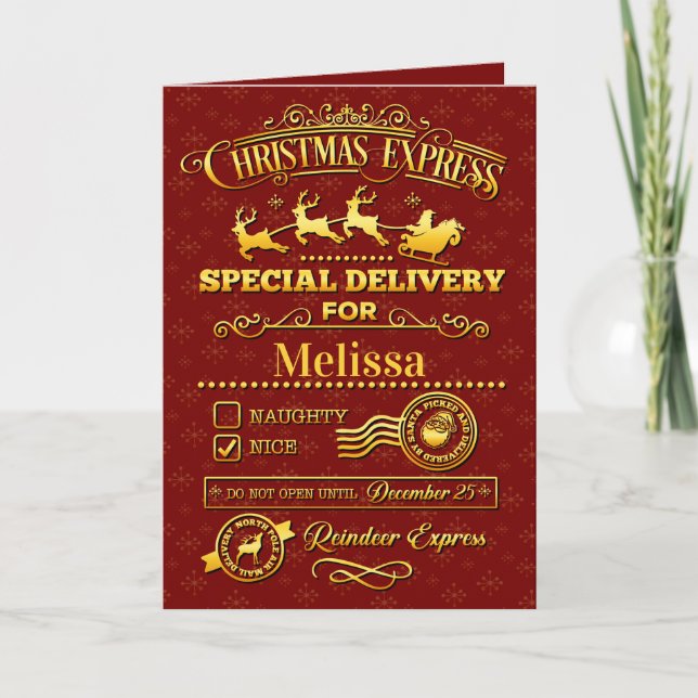 Cartão De Festividades Entrega Especial de Natal (Frente)