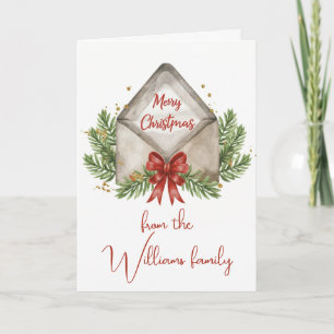 Cartão De Festividades Envelope de Natal com Aquarela Feliz Natal