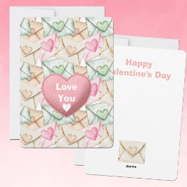 Cartão De Festividades Envelopes e Corações de São Valentim