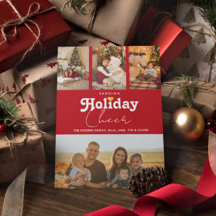 Cartão De Festividades Enviando Alegria Foto de Natal com Listra Coração