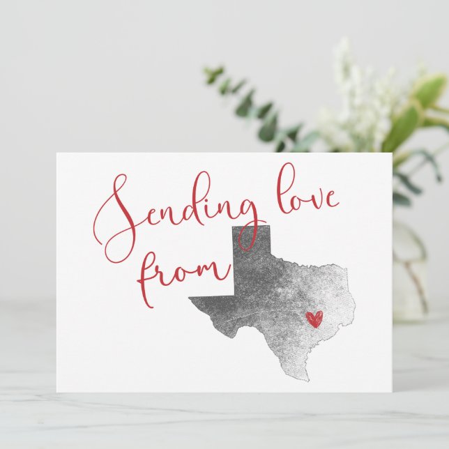 Cartão De Festividades Enviando Amor do Texas - Dia de os namorados (Em pé/Frente)
