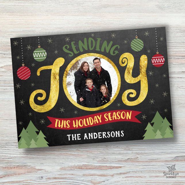 Cartão De Festividades Enviando Enfeites de natal Dourado da temporada de (Glitter details are simulated in artwork. No actual glitter will be used in the making of product.)