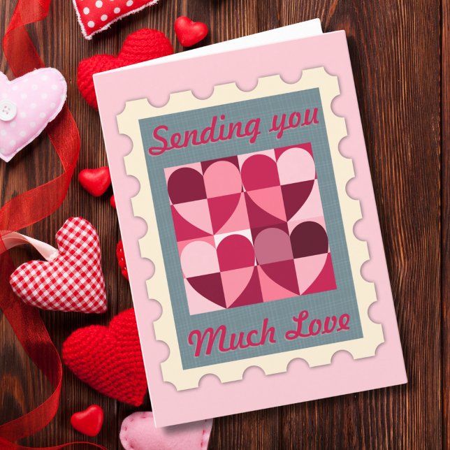 Cartão De Festividades Enviando Muito Amor Selo Postal Dia dos Namorados (Criador carregado)