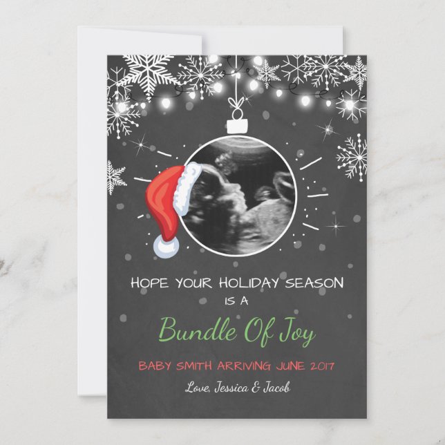 Cartão De Festividades Envio por ultrassons da gravidez de Natal Joy (Frente)