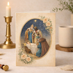Cartão De Festividades Epifania Religiosa Oração dos Três Reis Magos Jesu