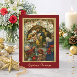 Cartão De Festividades Epifania Religiosa Oração dos Três Reis Magos Jesu