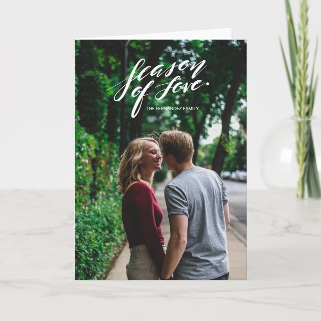 Cartão De Festividades época de amor com script manual (Frente)