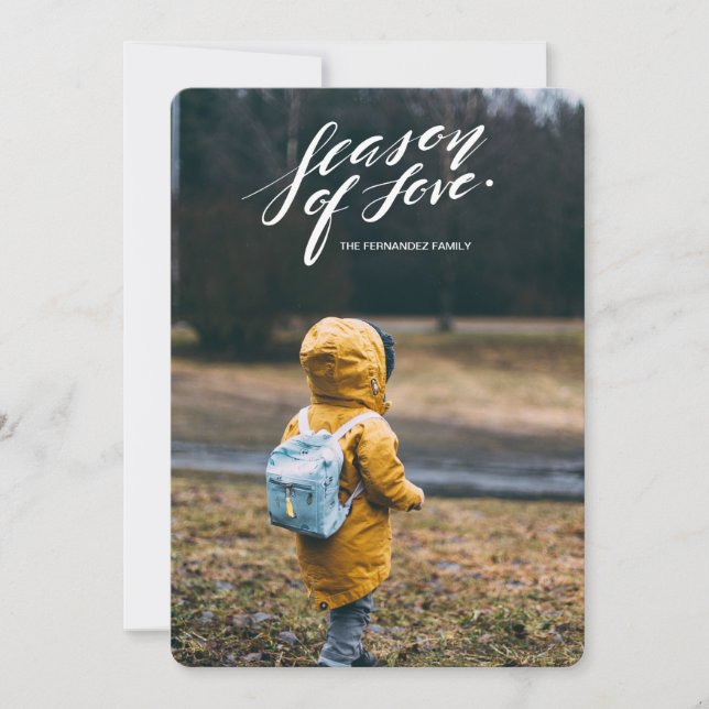 Cartão De Festividades época de amor com script manual (Frente)