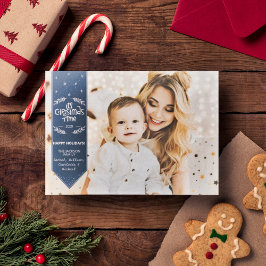 Cartão De Festividades Época de Natal foto azul índigo feliz Férias