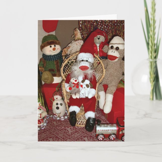 Cartão De Festividades Ernie the Sock Monkey Santa Card (Frente)