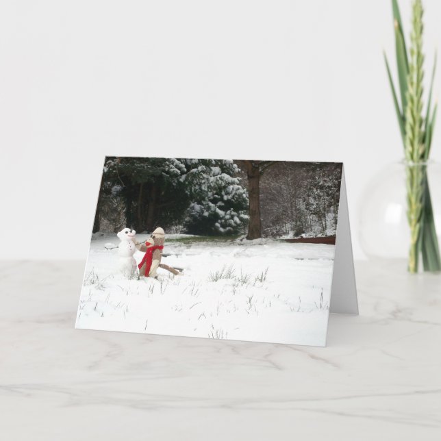 Cartão De Festividades Ernie the Sock Monkey Snowday Holiday Card (Frente)