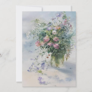 Cartão De Festividades Ervilha Doce Em Aquarelas