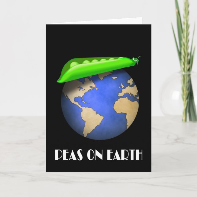 Cartão De Festividades Ervilhas na Terra - Paz Engraçada na Terra (Frente)