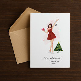 Cartão De Festividades Esboço Fofo de Natal Customizado