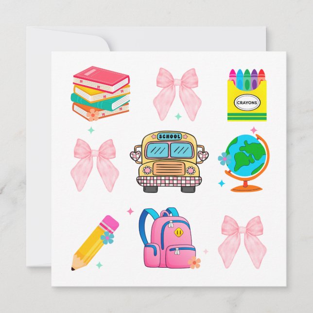 Cartão De Festividades Escola Coquette, De Volta À Escola, Teache (Frente)