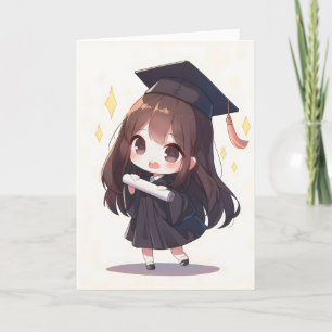 Cartão De Festividades Escola de Menina de Animação Chibi
