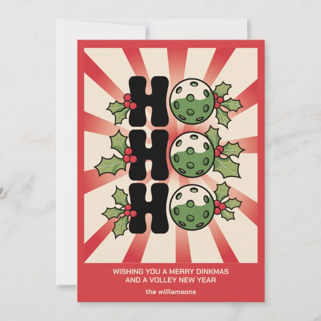 Cartão De Festividades Escolha Divertida de Pickleball no Natal Seu Texto (Frente)