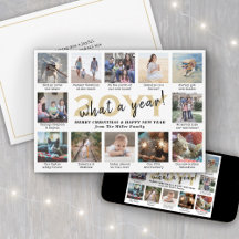 Escreva Que Ano! 12 Colagem de Fotos Dourada e bra