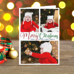 Cartão De Festividades Escrita Colorida de Foto de Natal Feliz Elegante<br><div class="desc">Cartão dobrado de fotos de Feliz Natal com uma bela tipografia cursiva em vermelho e verde. Este cartão fotográfico da família de feriados moderno apresenta um roteiro maravilhoso e o seu nome mais de 3 fotos. Personalize o dentro com uma fotografia de cheio e sua própria mensagem.</div>