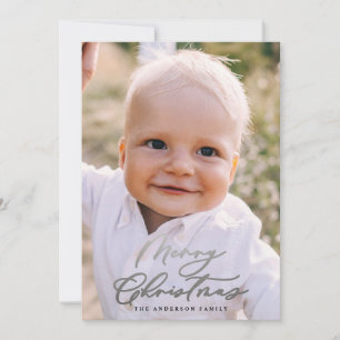 Cartão De Festividades Escrita elegante de Natal com fotografia mínima m