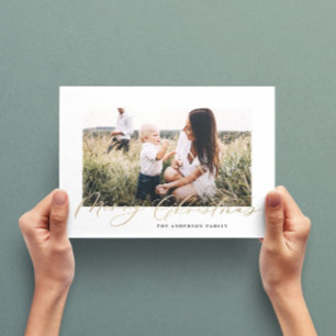 Cartão De Festividades Escrita elegante de Natal com fotografia mínima m