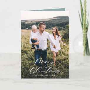 Cartão De Festividades Escrita elegante de Natal com mínimo de 1 fotogra