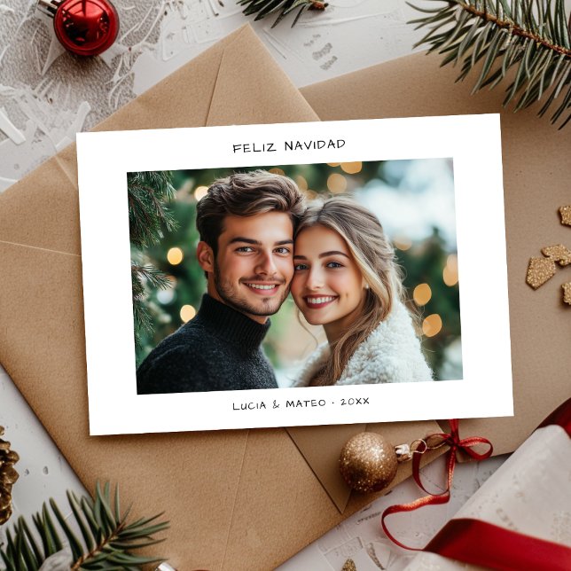 Cartão De Festividades Escrita manual casual Espanhola Feliz Navidad (Criador carregado)