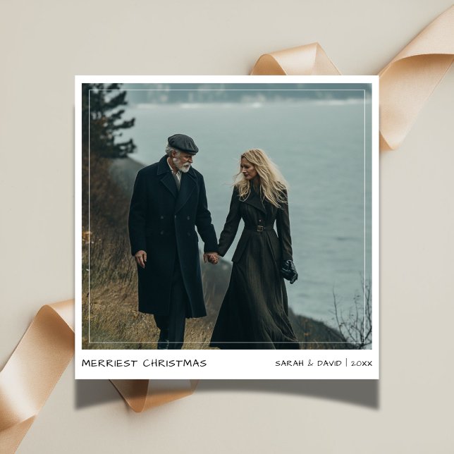 Cartão De Festividades Escrita manual casual Foto do Casal de Natal mais  (Criador carregado)