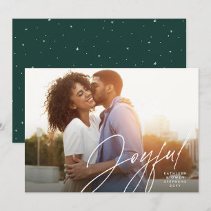 Cartão De Festividades Escrito alegre e moderno, uma foto verde da Hol de