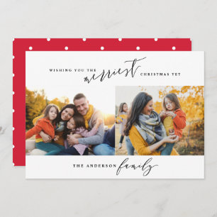 Cartão De Festividades Escrito de Natal com fotos mínimas modernas