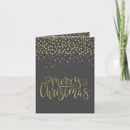 Cartão De Festividades Escrito Dourado Elegante e Natal Preto Confetti