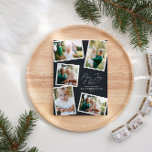 Cartão De Festividades Escrito elegante multifoto preto<br><div class="desc">O moderno mínimo na moda multifoto da família home decor elegante script texto de paz,  alegria e amor Cartão de Natal de Férias,  aniversário ideal. A cor preta moderna pode ser alterada.</div>
