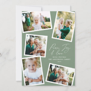Cartão De Festividades Escrito elegante multifoto verde