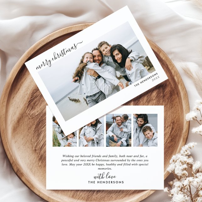 Cartão De Festividades Escrito Manuscrito Moderno com 5 Fotos Feliz Natal (Criador carregado)