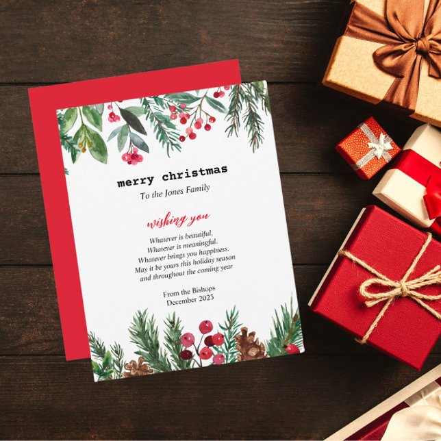 Cartão De Festividades Escritora Elegante Natal Holly Berry (Criador carregado)