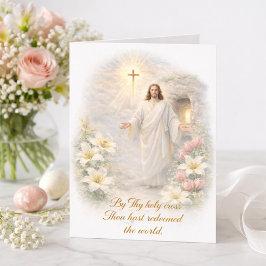 Cartão De Festividades Escritura da Páscoa Cristo Floral Ressuscitado
