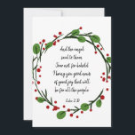Cartão De Festividades Escritura do Sticker de Escritura de Natal Cristão<br><div class="desc">Escritura do Sticker de Escritura de Natal Cristão com a coroa vermelha e verde Holly "E o anjo disse-lhes,  'Não tenha medo,  por favor,  eu trago-vos boas notícias de alegria excelente que será para todas as pessoas.'" - Luke 2:10</div>