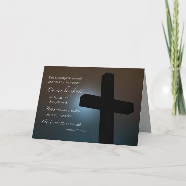 Cartão De Festividades Escritura - Ele é Risen Cross (Frente)